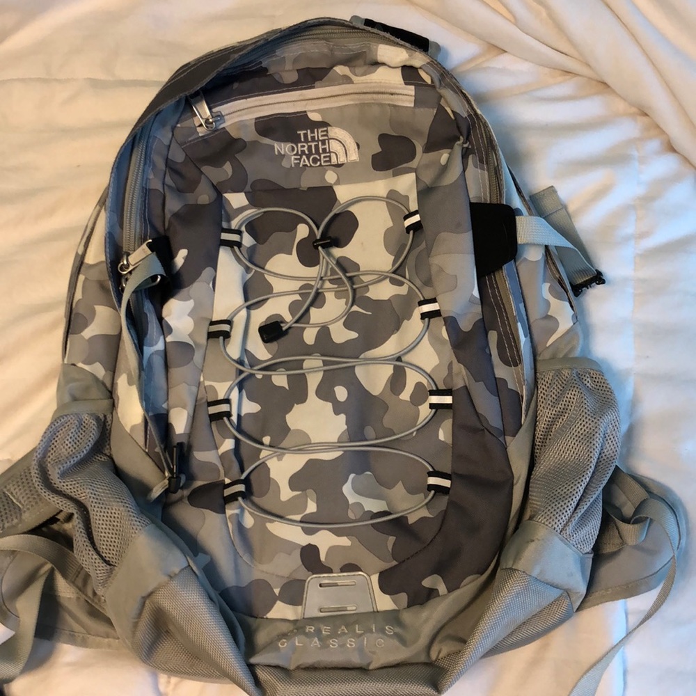 North Face borealis classic grey camo backpack